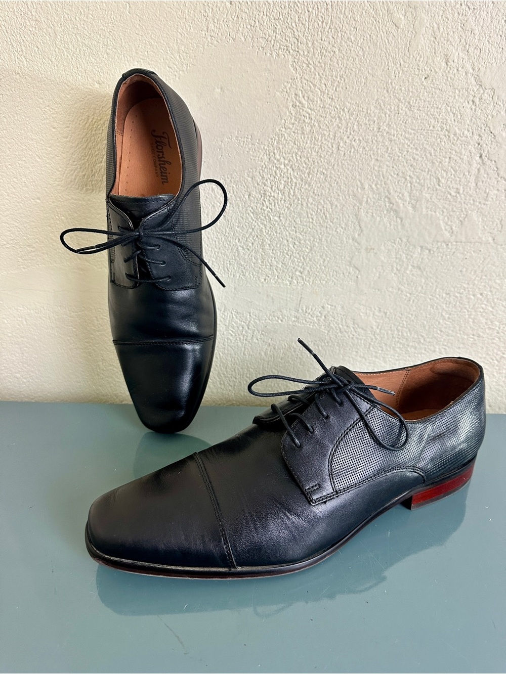 Florsheim Zaffiro Shoes Mens Black Leather Cap Toe Dress 15149-001 10.5 D $165
